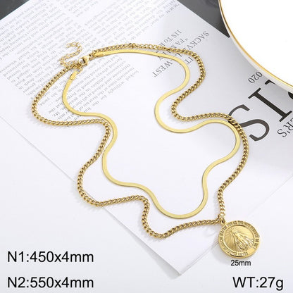 Fashion Portrait Stainless Steel Plating Layered Necklaces 1 Piece