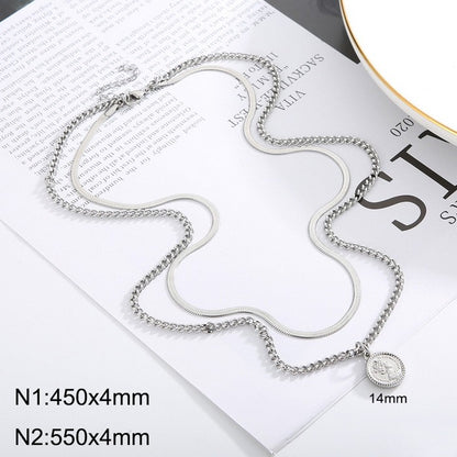 Fashion Portrait Stainless Steel Plating Layered Necklaces 1 Piece