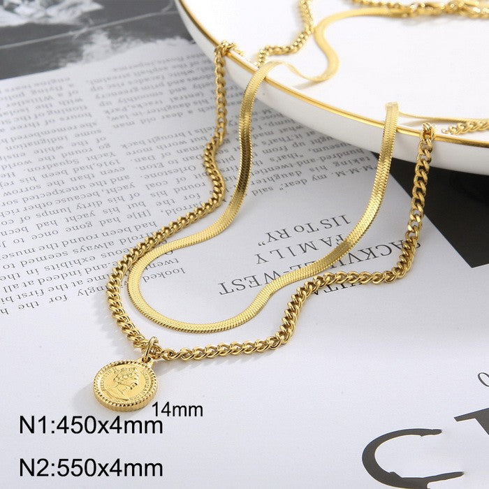 Fashion Portrait Stainless Steel Plating Layered Necklaces 1 Piece