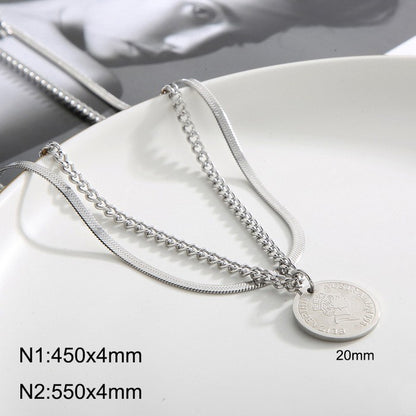 Fashion Portrait Stainless Steel Plating Layered Necklaces 1 Piece