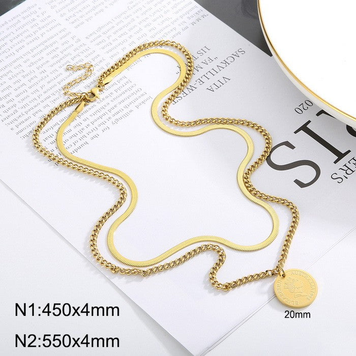 Fashion Portrait Stainless Steel Plating Layered Necklaces 1 Piece