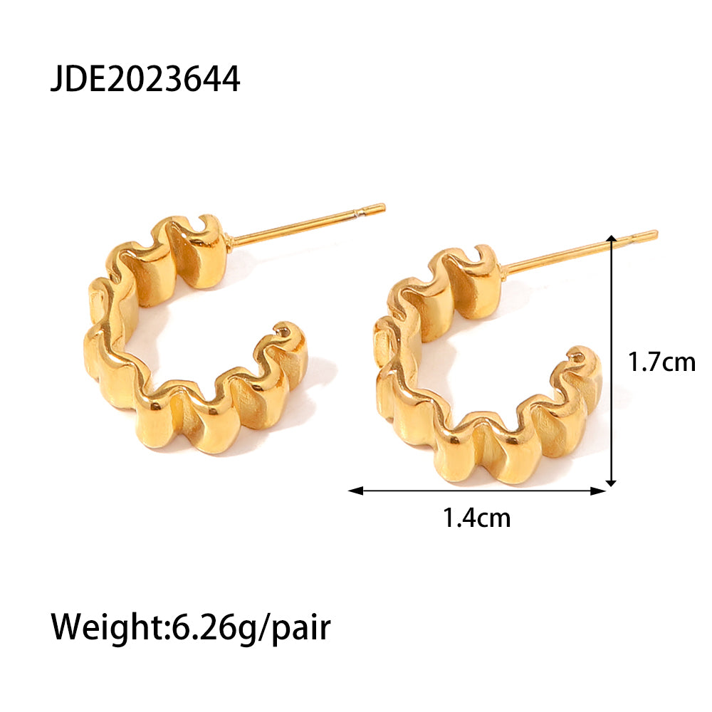 1 Pair Simple Style C Shape Plating Stainless Steel 18k Gold Plated Ear Studs