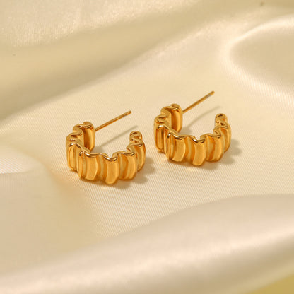 1 Pair Simple Style C Shape Plating Stainless Steel 18k Gold Plated Ear Studs