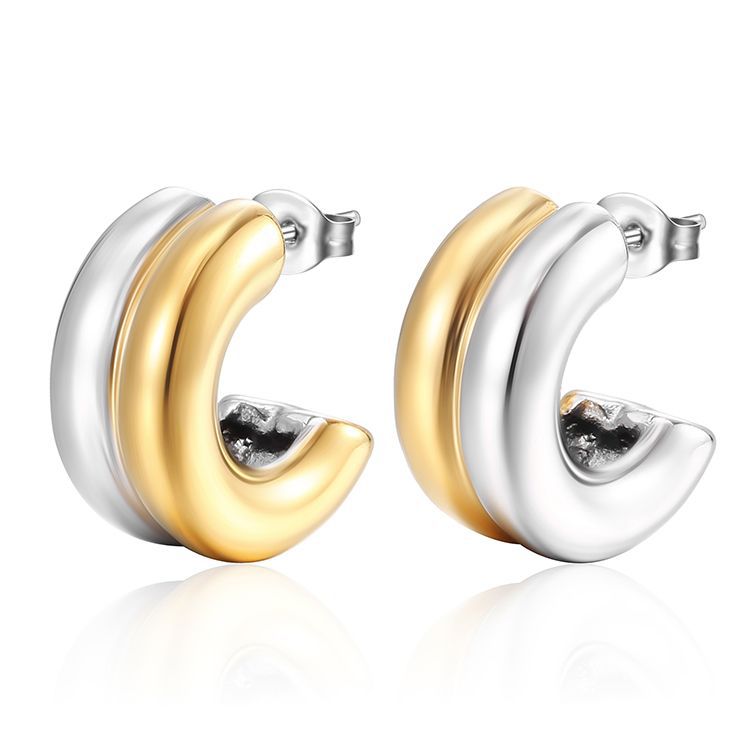 Fashion U Shape Stainless Steel Plating Earrings 1 Pair