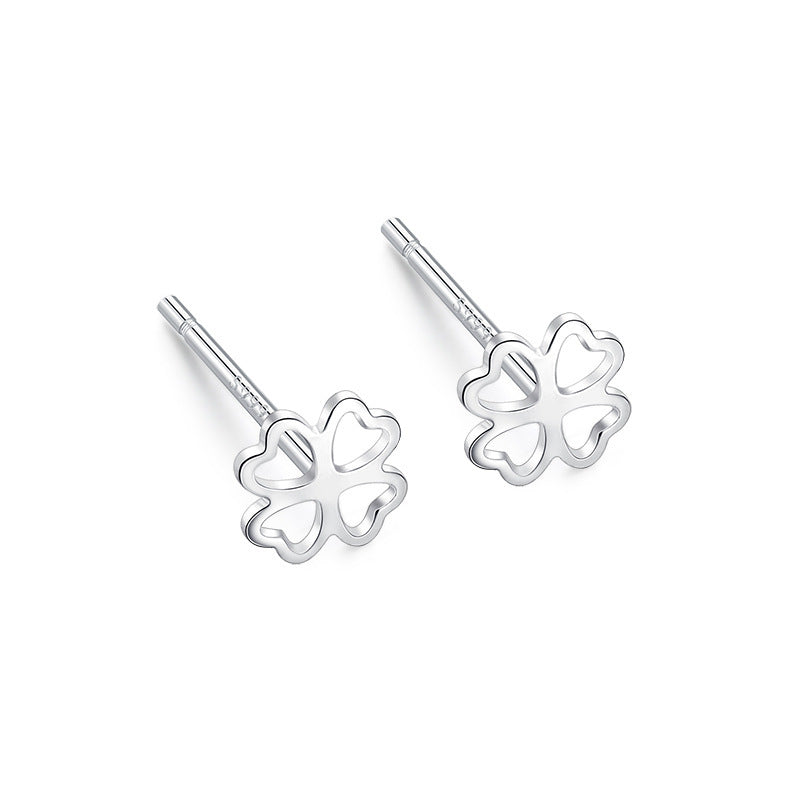 Cute Star Heart Shape Sterling Silver Plating Ear Studs 1 Pair