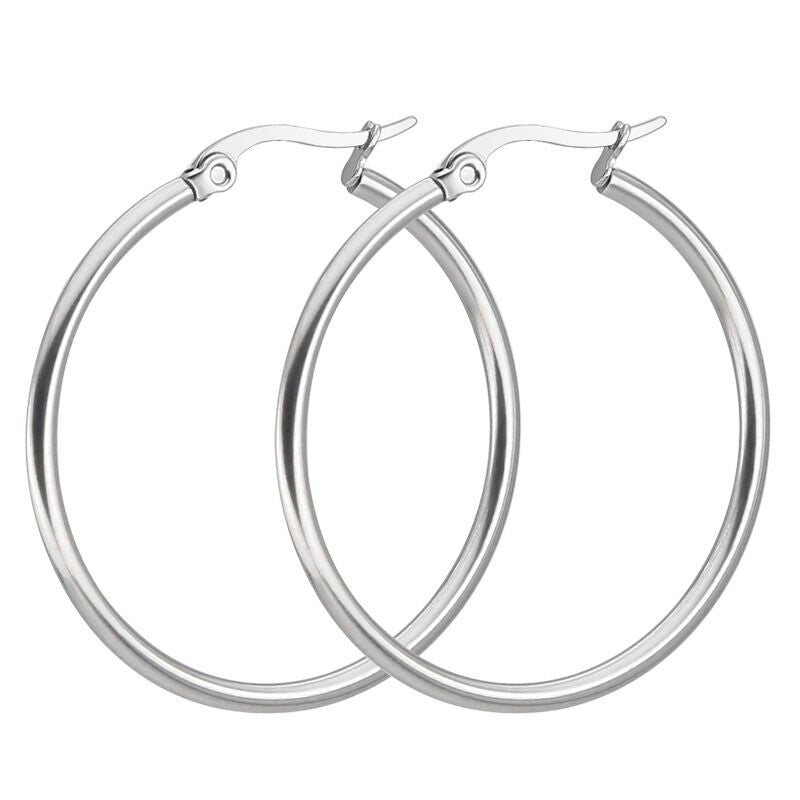 1 Pair Lady Round Plating Stainless Steel Earrings