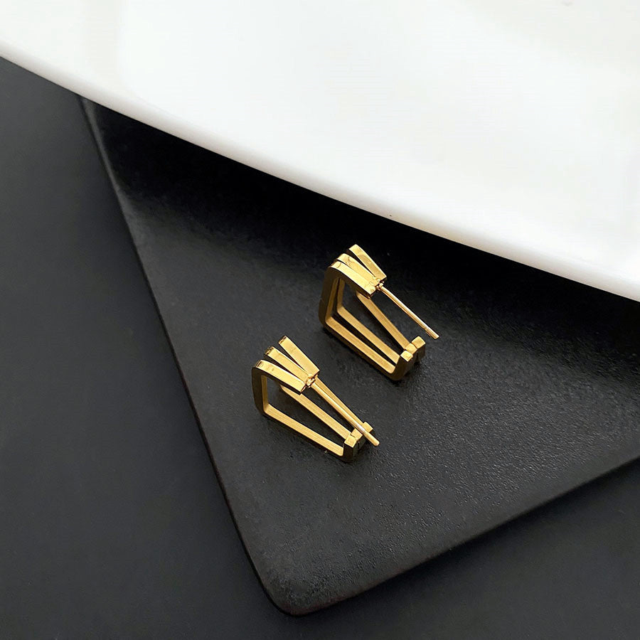 Simple Style Geometric Titanium Steel Irregular Plating Earrings 1 Pair