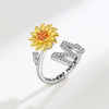 Lady Letter Flower Copper Plating Inlay Artificial Gemstones Open Rings