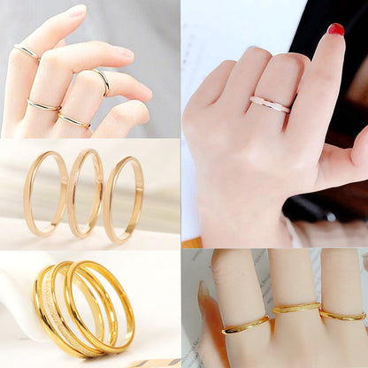 Fashion Circle Titanium Steel Polishing Plating Rings 1 Piece