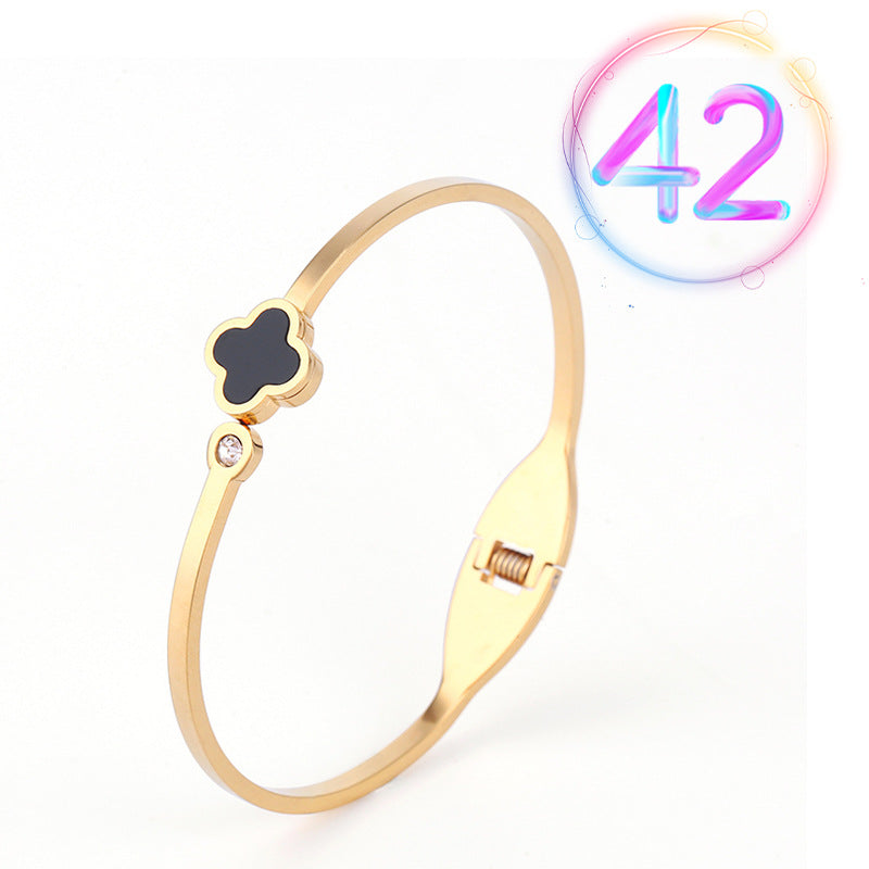 Fashion Geometric Stainless Steel Plating Zircon Bangle