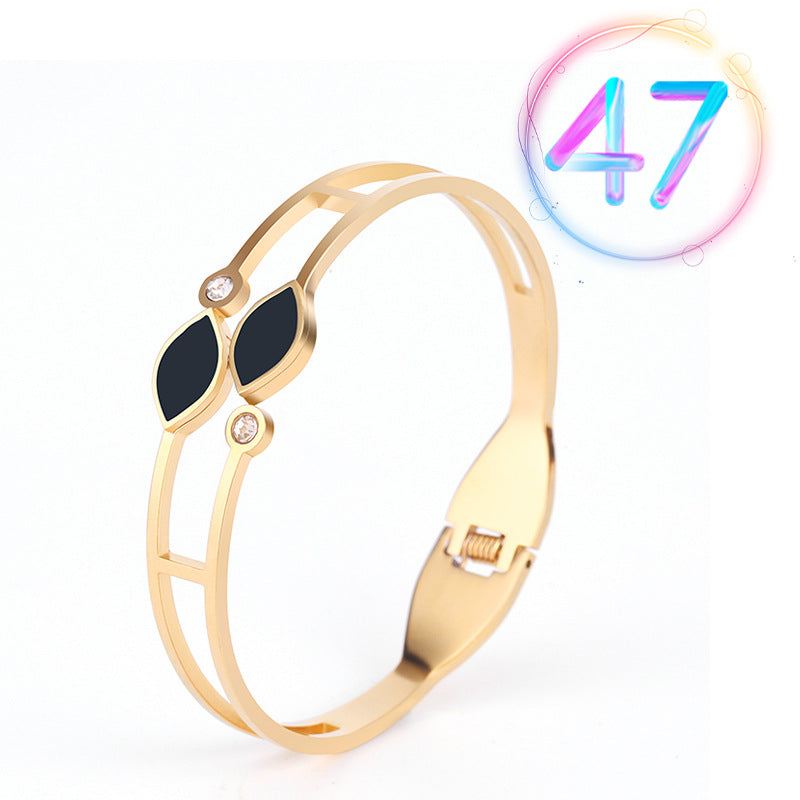 Fashion Geometric Stainless Steel Plating Zircon Bangle