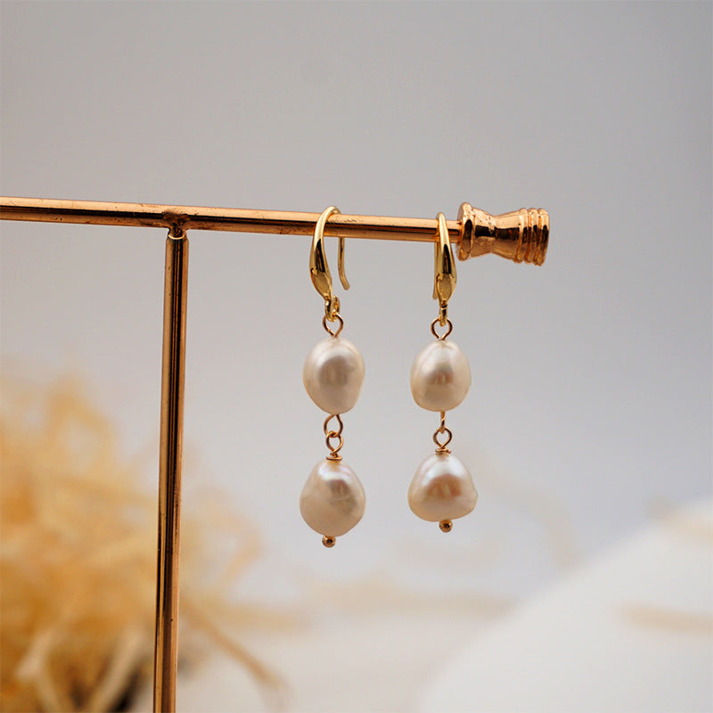 Fashion Irregular Pearl Copper Drop Earrings 1 Pair