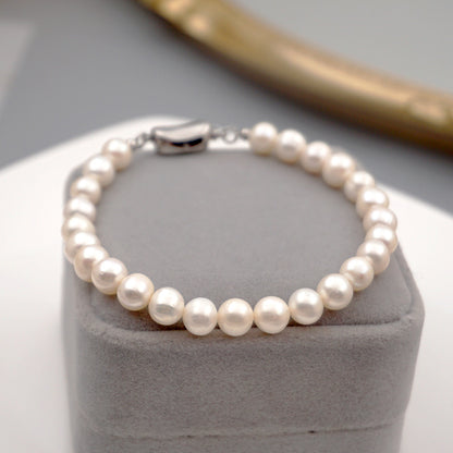 Simple Style Round Pearl Beaded Bracelets Necklace 1 Piece