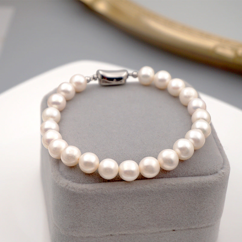 Simple Style Round Pearl Beaded Bracelets Necklace 1 Piece