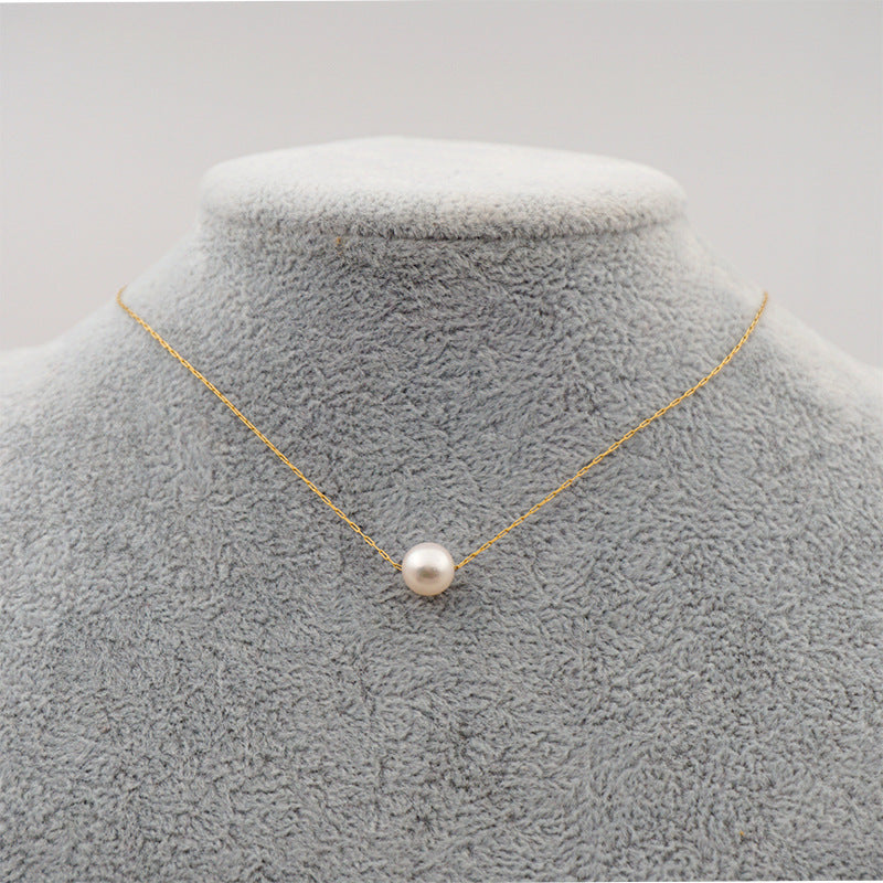 Simple Style Round Pearl Titanium Steel Necklace