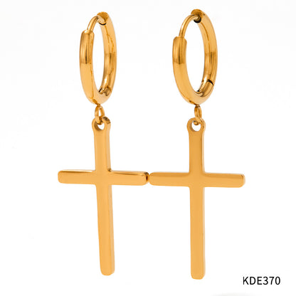 Fashion Cross Stainless Steel Plating Drop Earrings 1 Pair