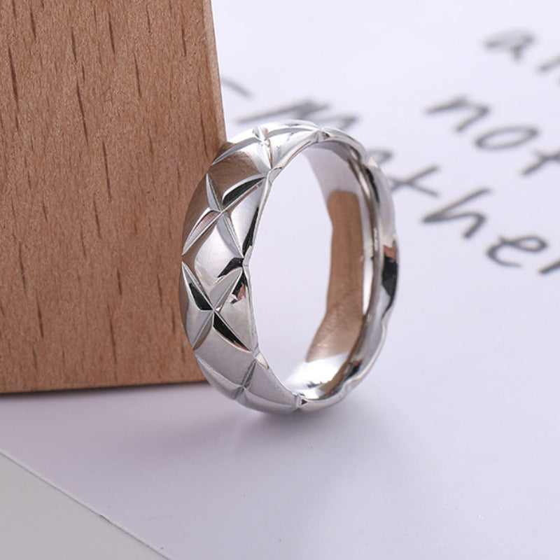 Simple Style Rhombus Titanium Steel Rings 1 Piece