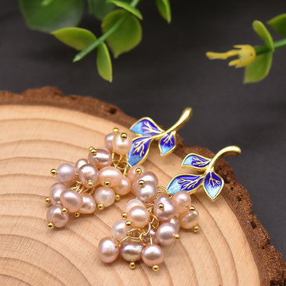 Ethnic Style Clouds Flower Butterfly Pearl Copper Drop Earrings 1 Pair