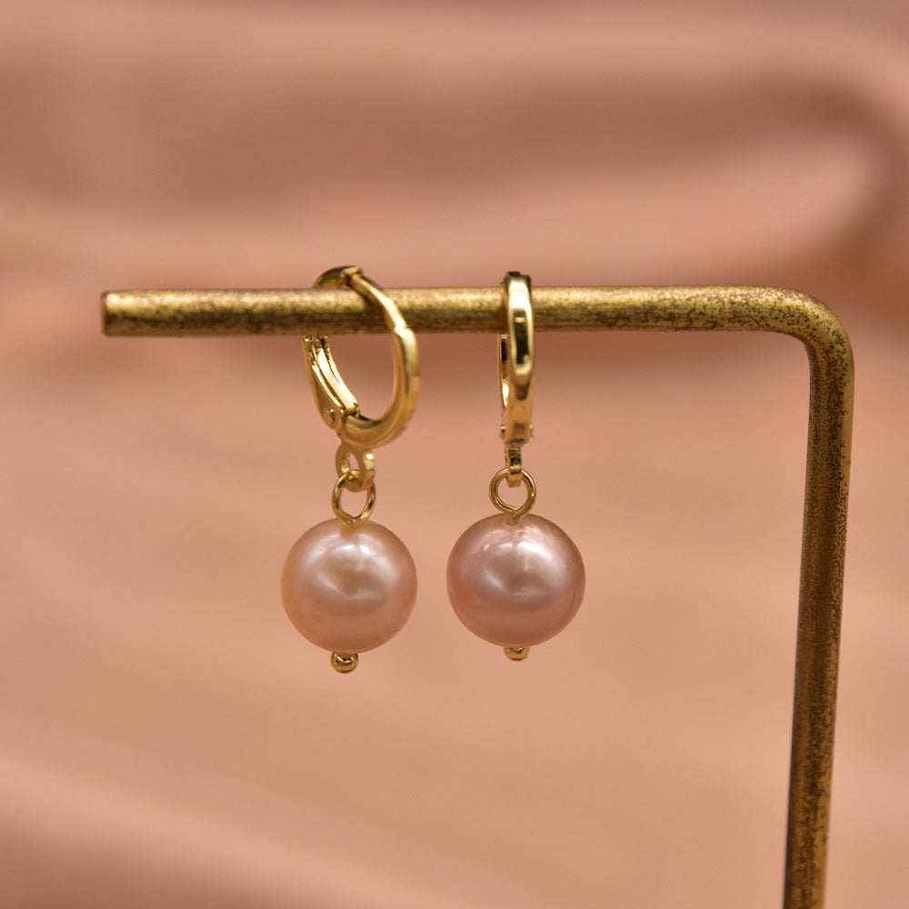 Elegant Geometric Pearl Inlay Zircon Earrings 1 Pair