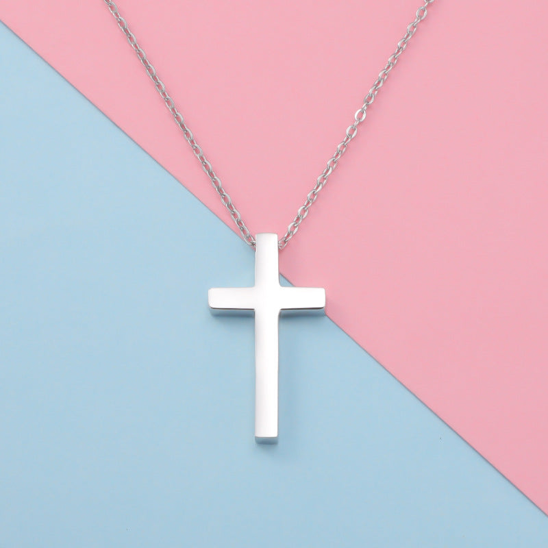 Fashion Cross Stainless Steel Patchwork Pendant Necklace