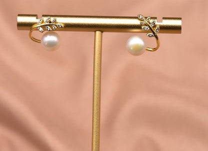 Elegant Geometric Pearl Inlay Zircon Earrings 1 Pair
