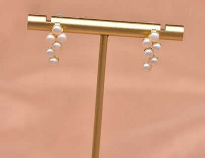 Elegant Geometric Pearl Inlay Zircon Earrings 1 Pair