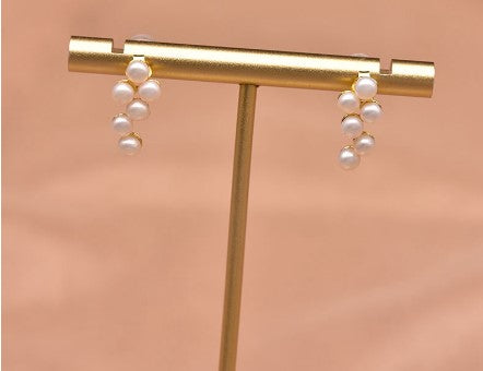 Elegant Geometric Pearl Inlay Zircon Earrings 1 Pair