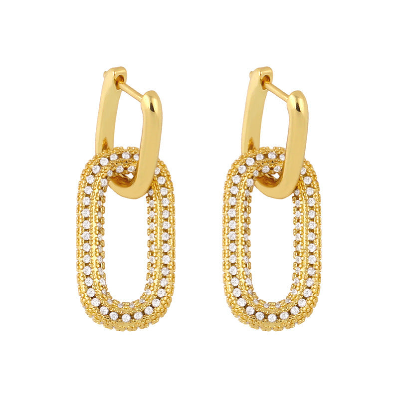 Fashion Geometric Copper Plating Zircon Earrings 1 Pair