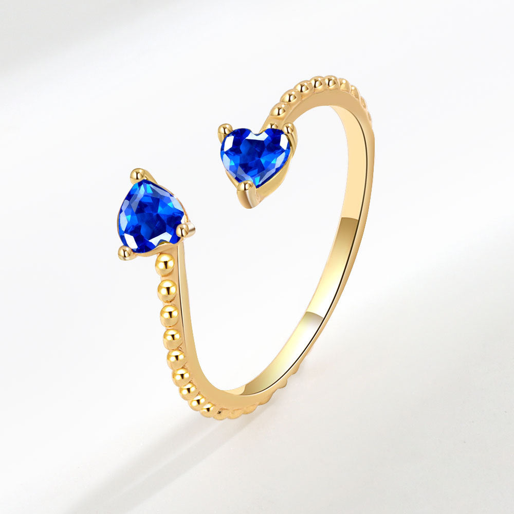 Fashion Heart Shape Copper Plating Inlay Zircon Open Ring 1 Piece