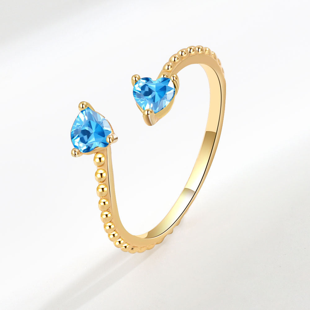 Fashion Heart Shape Copper Plating Inlay Zircon Open Ring 1 Piece