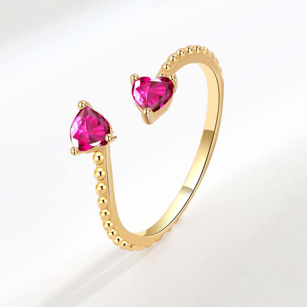 Fashion Heart Shape Copper Plating Inlay Zircon Open Ring 1 Piece