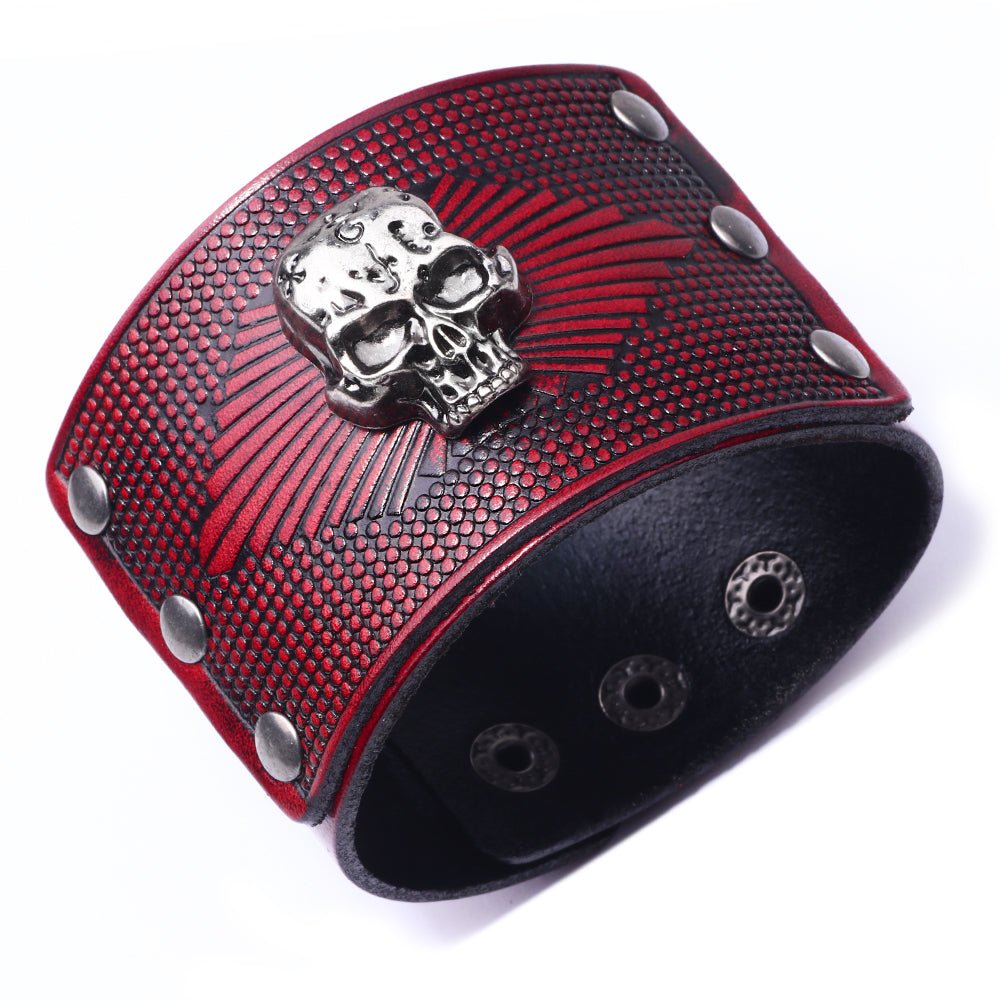 1 Piece Vintage Style Skull Leather Men's Bangle