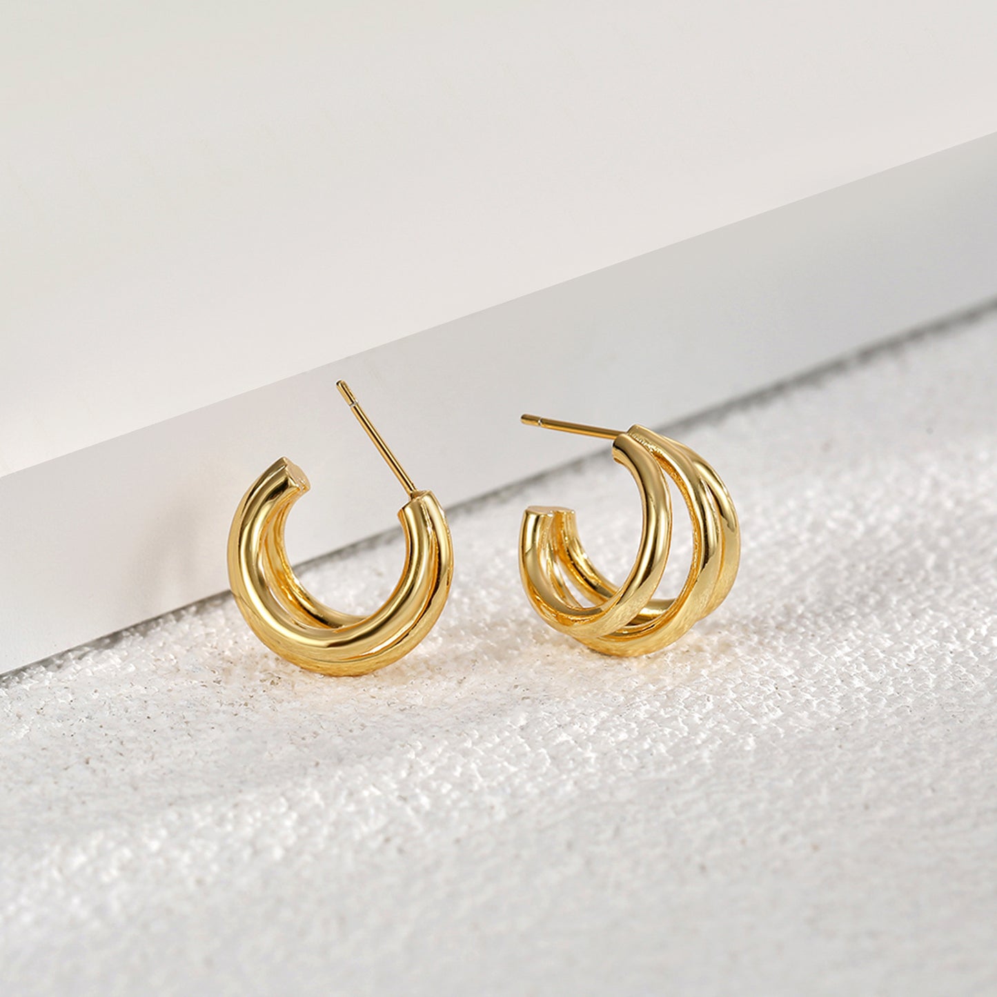 1 Pair Simple Style C Shape Plating Copper Gold Plated Earrings