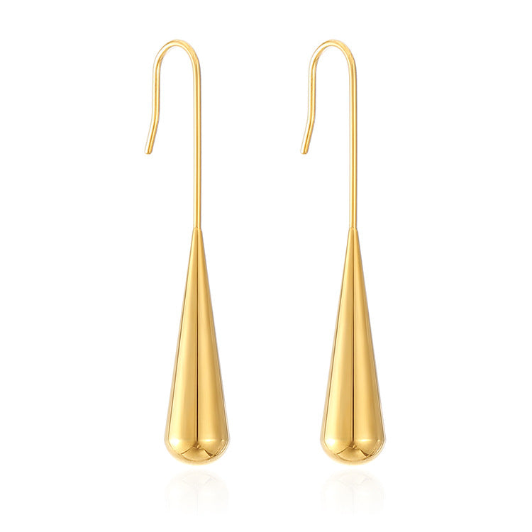 1 Pair Simple Style Water Droplets Plating Stainless Steel Gold Plated Drop Earrings