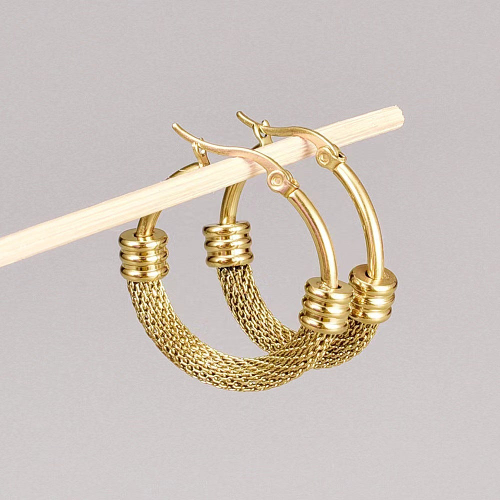 Fashion Round Stainless Steel Plating Hoop Earrings 1 Pair