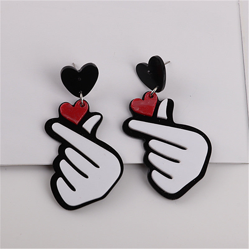 1 Pair Fashion Heart Shape Arylic Patchwork Women's Drop Earrings