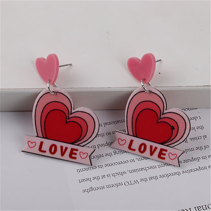 1 Pair Cute Cup Heart Shape Arylic Women's Drop Earrings