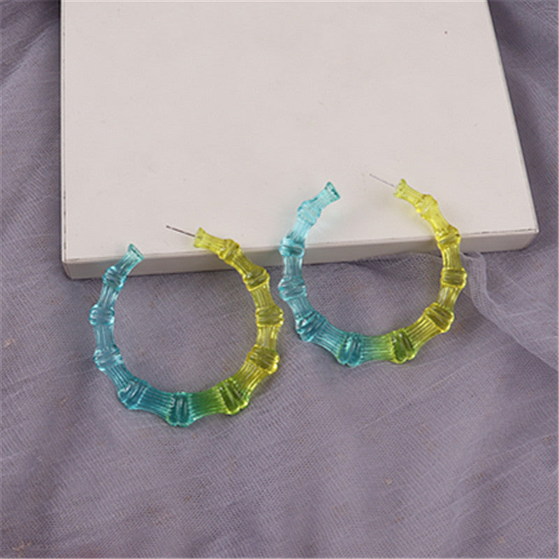 1 Pair Fashion Colorful Transparent Arylic Women's Hoop Earrings