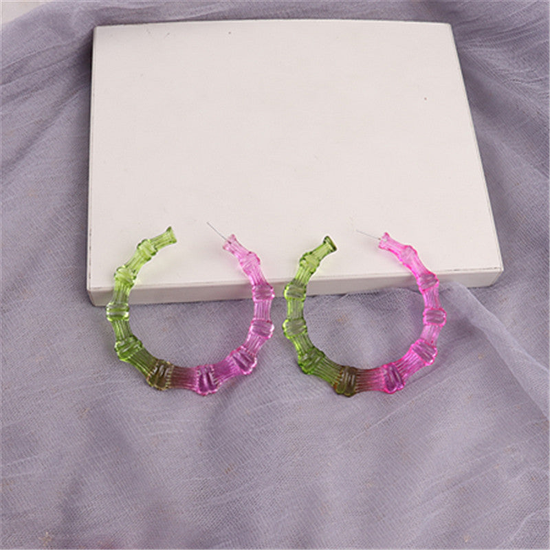 1 Pair Fashion Colorful Transparent Arylic Women's Hoop Earrings