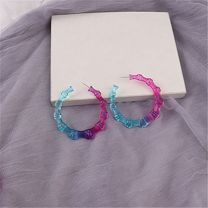 1 Pair Fashion Colorful Transparent Arylic Women's Hoop Earrings