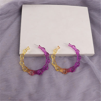 1 Pair Fashion Colorful Transparent Arylic Women's Hoop Earrings