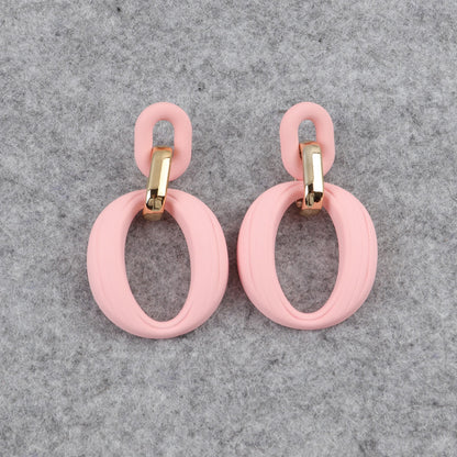 1 Pair Simple Style Round Arylic Patchwork Women's Ear Studs