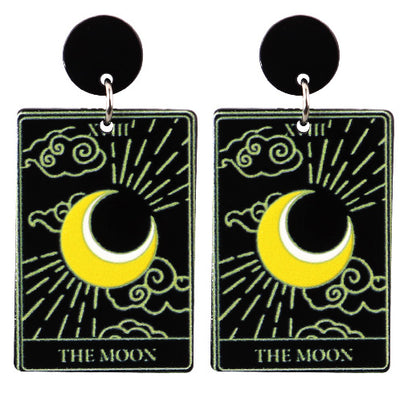 1 Pair Funny Sun Moon Cat Arylic Drop Earrings