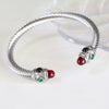 Fashion Round Stainless Steel Inlay Artificial Diamond Bangle 1 Piece