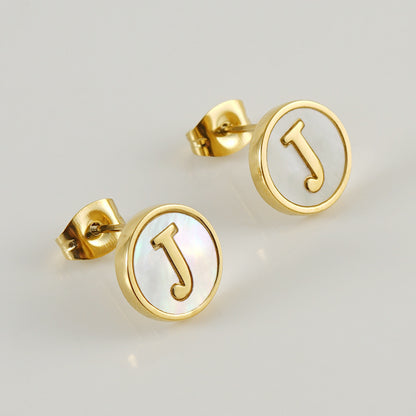 Fashion Letter Titanium Steel Plating Ear Studs 1 Pair