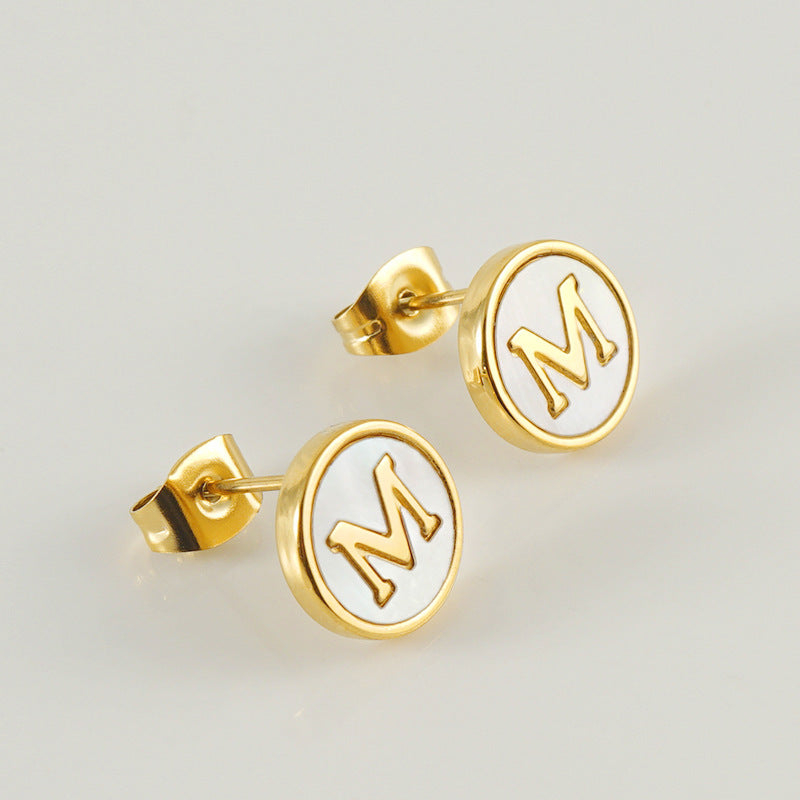 Fashion Letter Titanium Steel Plating Ear Studs 1 Pair