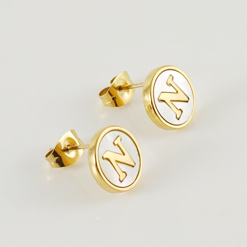 Fashion Letter Titanium Steel Plating Ear Studs 1 Pair