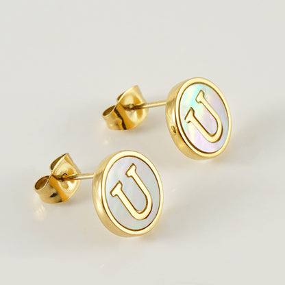 Fashion Letter Titanium Steel Plating Ear Studs 1 Pair