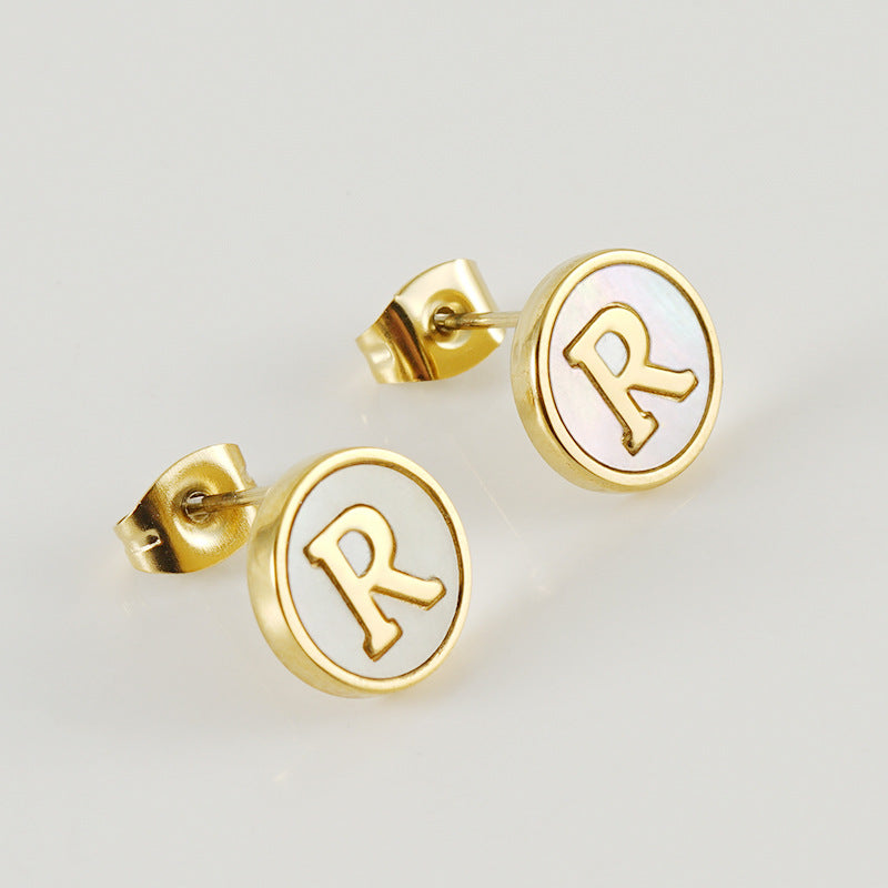 Fashion Letter Titanium Steel Plating Ear Studs 1 Pair