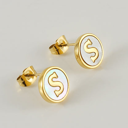 Fashion Letter Titanium Steel Plating Ear Studs 1 Pair